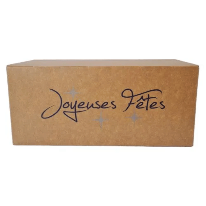 Boîte à bûche kraft Joyeuses Fêtes