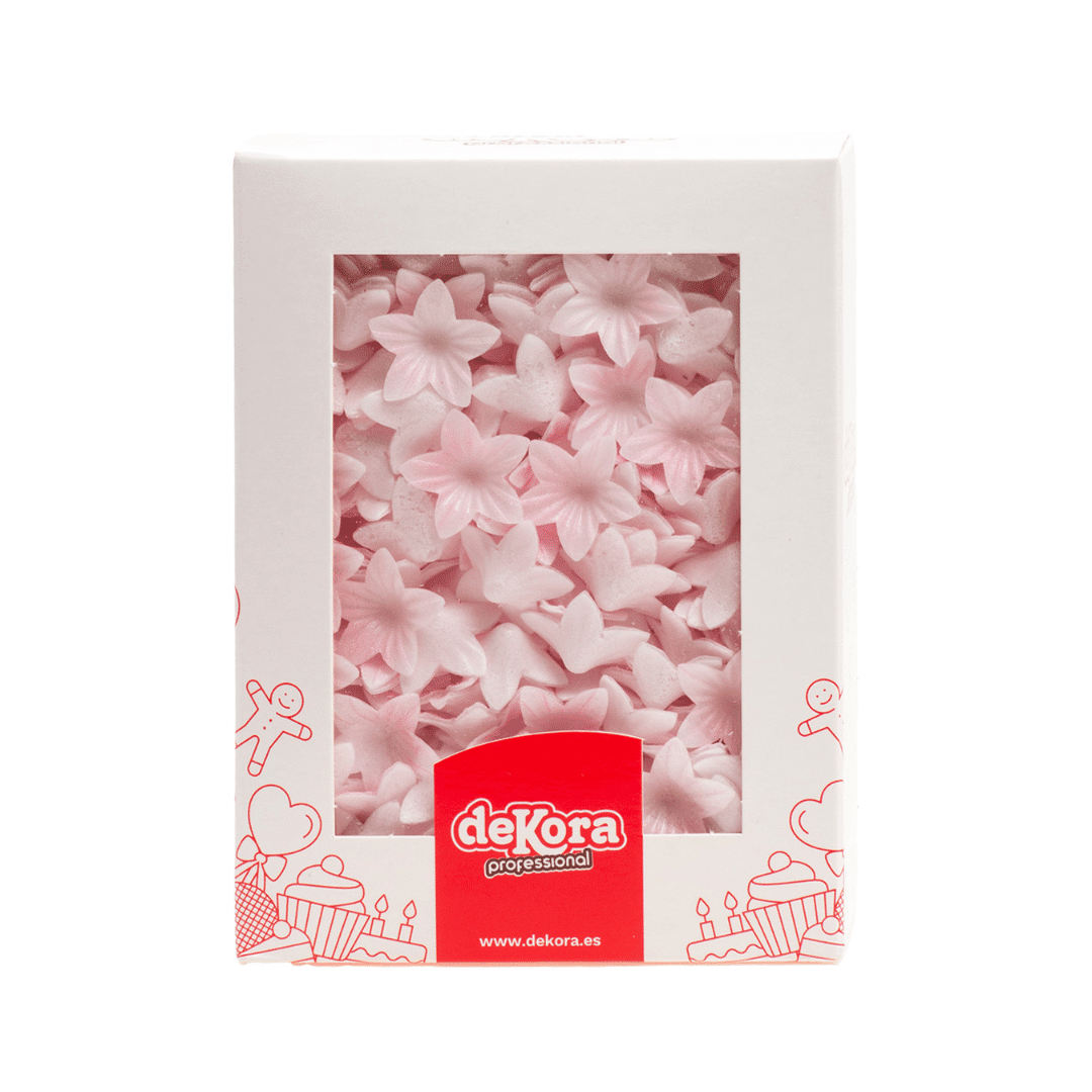 mini fleurs roses en azyme Dekora