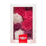 roses en azyme blanches, lilas et rose