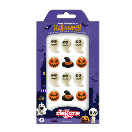 décorations en sucre pour Halloween, fantômes, citrouilles et sorcières
