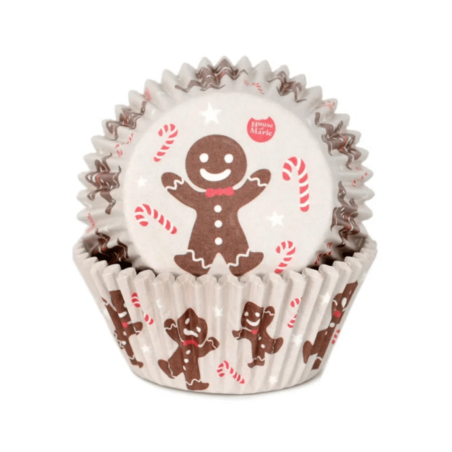 48 caissettes à cupcakes pain d'épices et sucre d'orge