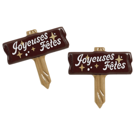 Pancarte "Joyeuses Fêtes" en chocolat noir x2