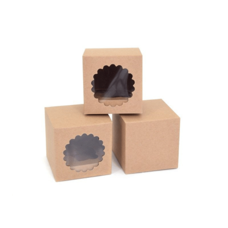 Boîte à cupcake en kraft - 3 pièces
