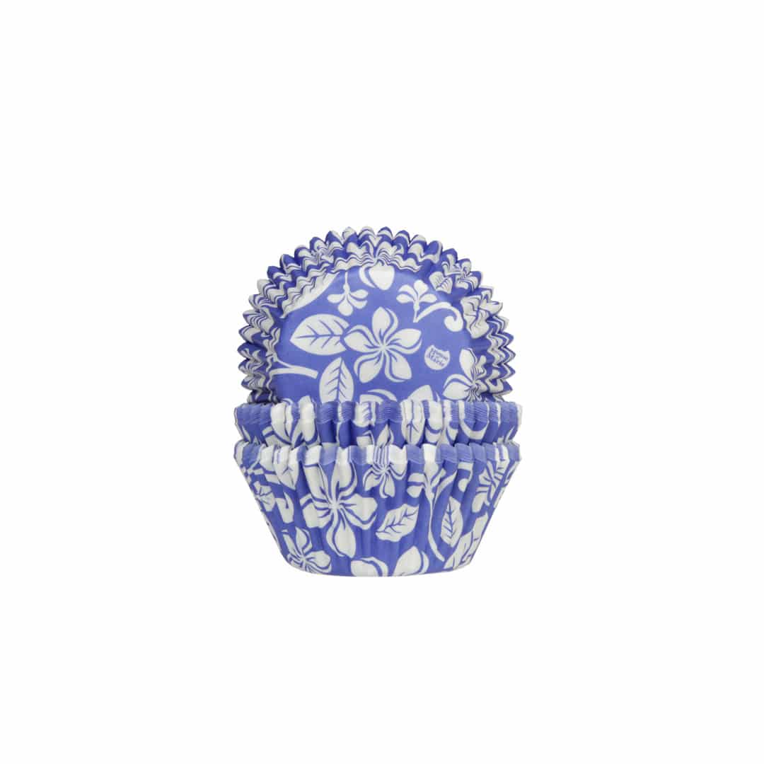 moule à cupcake papier bleu fleur aloha House of Marie 50x33mm