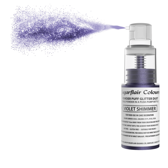 colorant alimentaire poudre en spray sugarflair colours violet shimmer