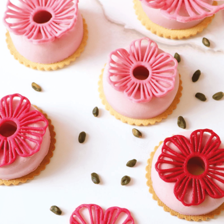 Tapis silicone motifs fleurs pour décoration d'entremets