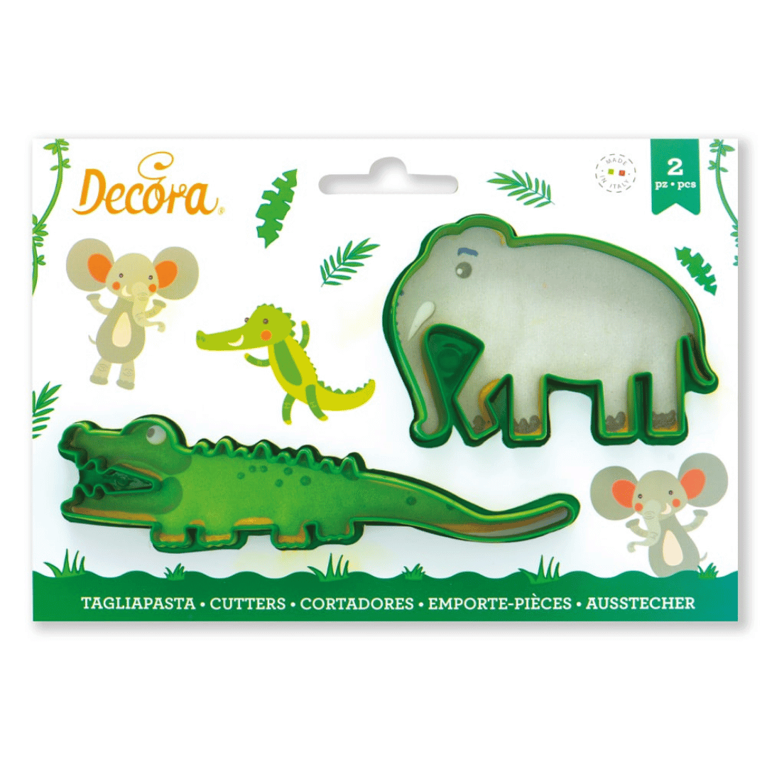 set de 2 emporte pièces éléphant et crocodile