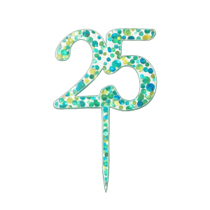 Cake topper chiffre confettis bleu/vert