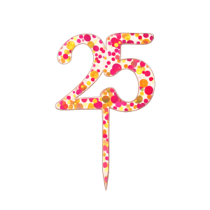 Cake topper chiffre confettis fuschia/or