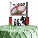 Cake topper photo personnalisable Rugby sur gateau