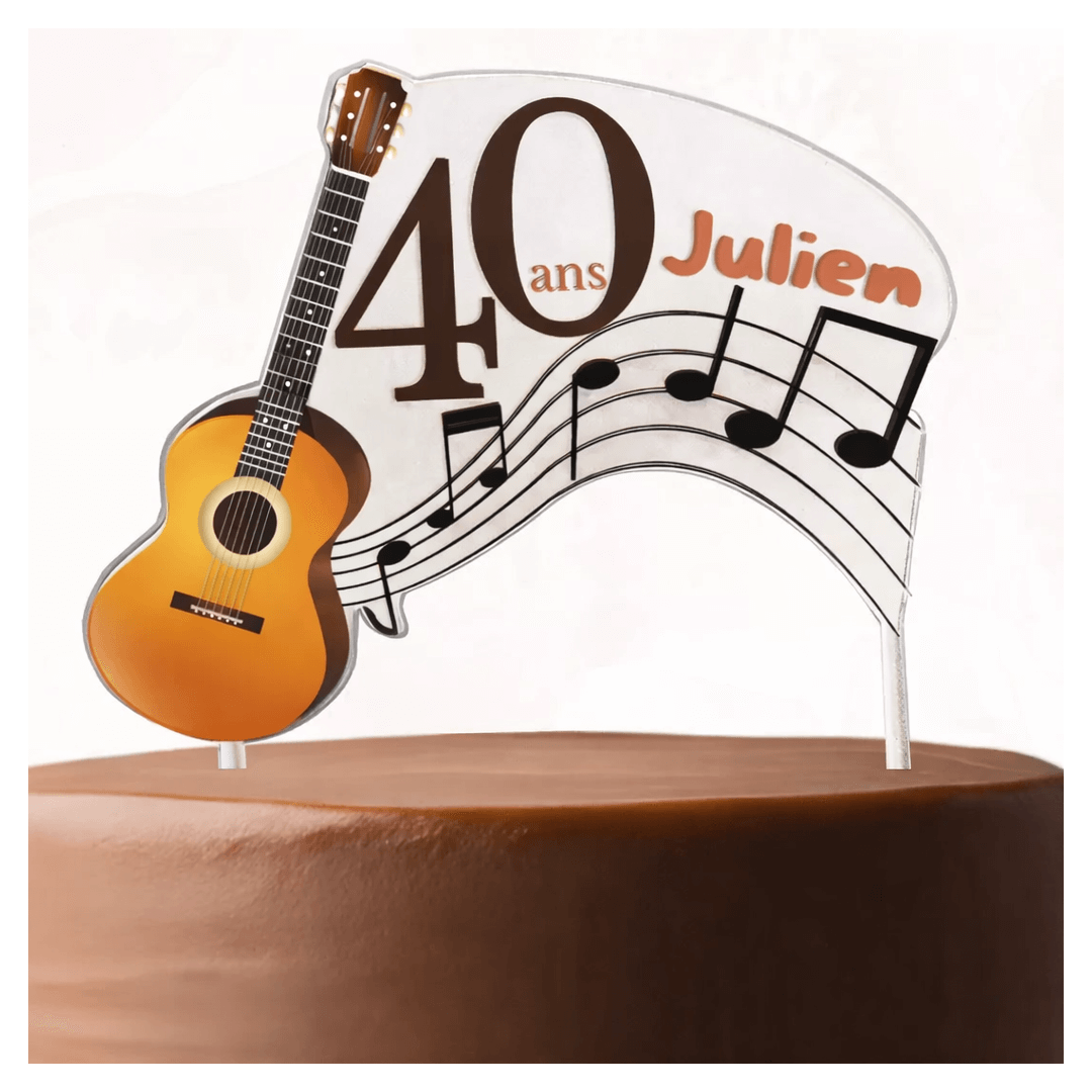 Cake topper guitare personnalisable sur cake design