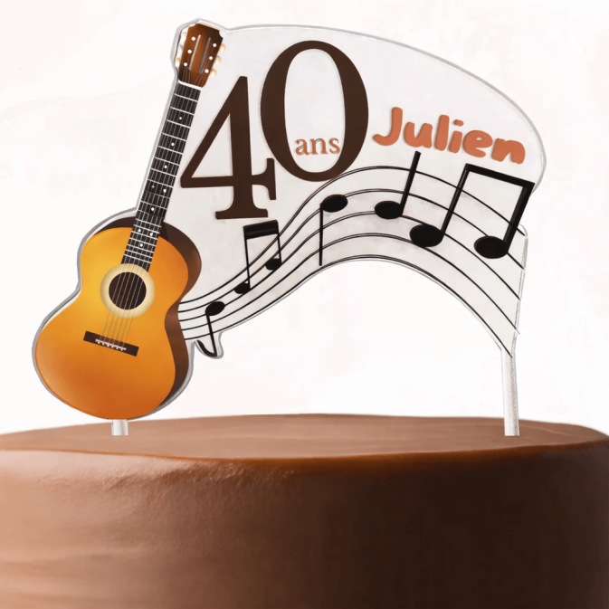 Cake topper guitare personnalisable sur cake design