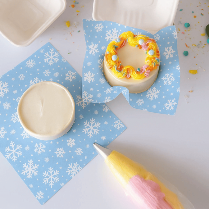 Feuilles à bento cake flocon de neige - lot de 50