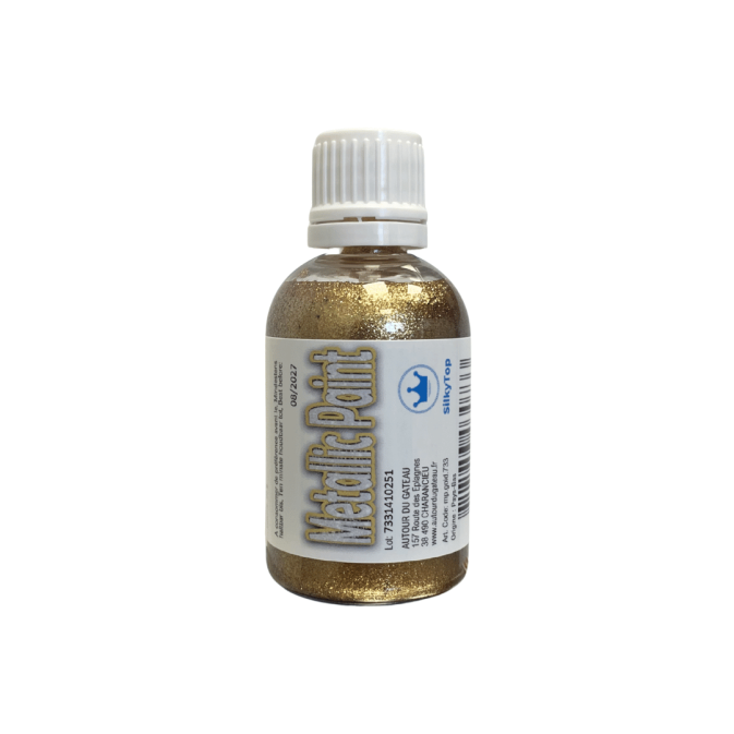 peinture alimentaire dorée pailletée silkytop pour gâteaux