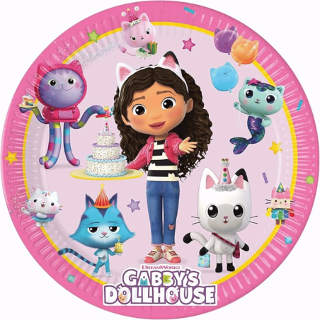 lot de 8 assiettes gabby chat et la maison magique
