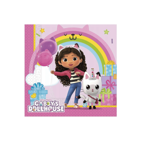 lot de 20 serviettes gabby chat en papier