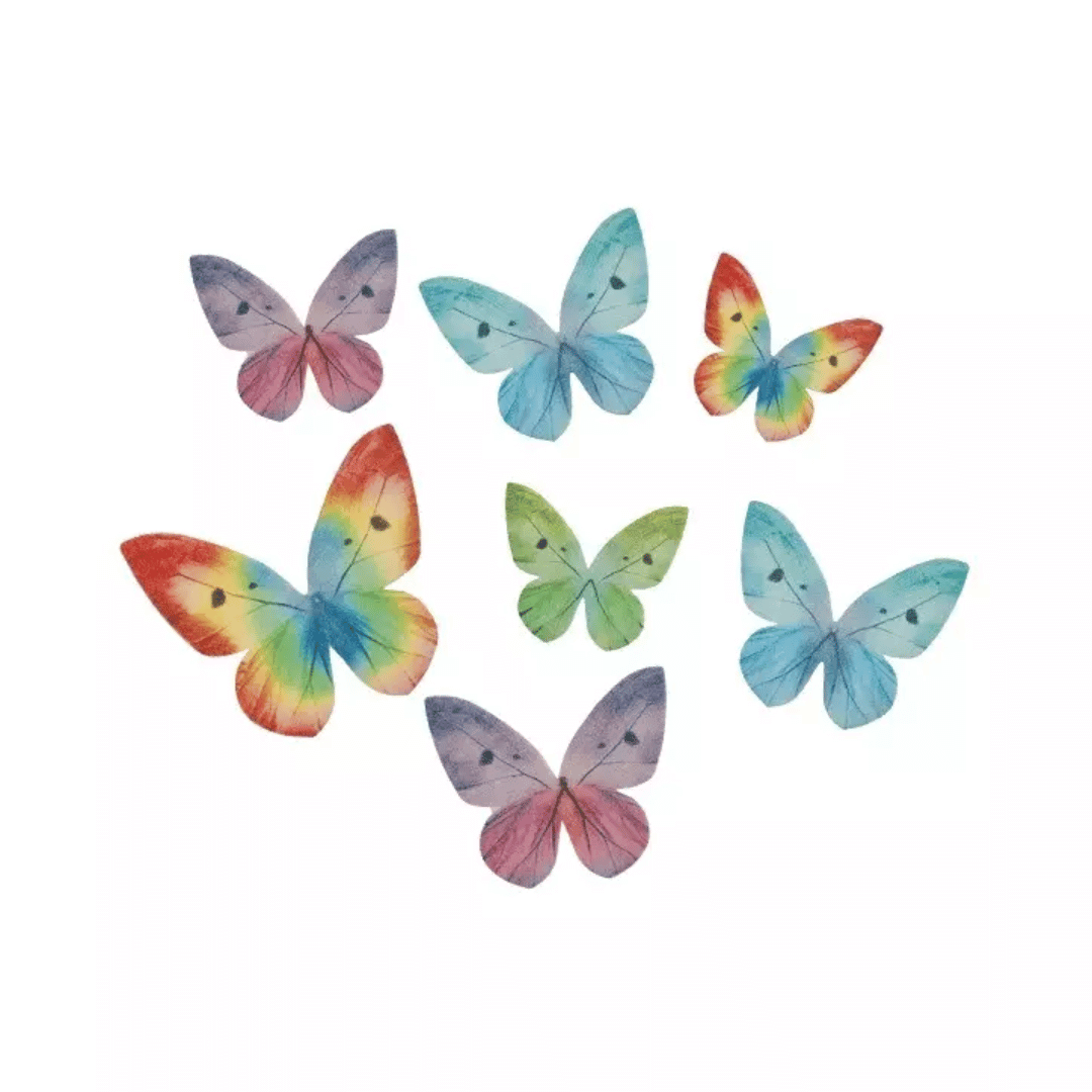 Décoration azyme papillon pour gâteau multicolore x87