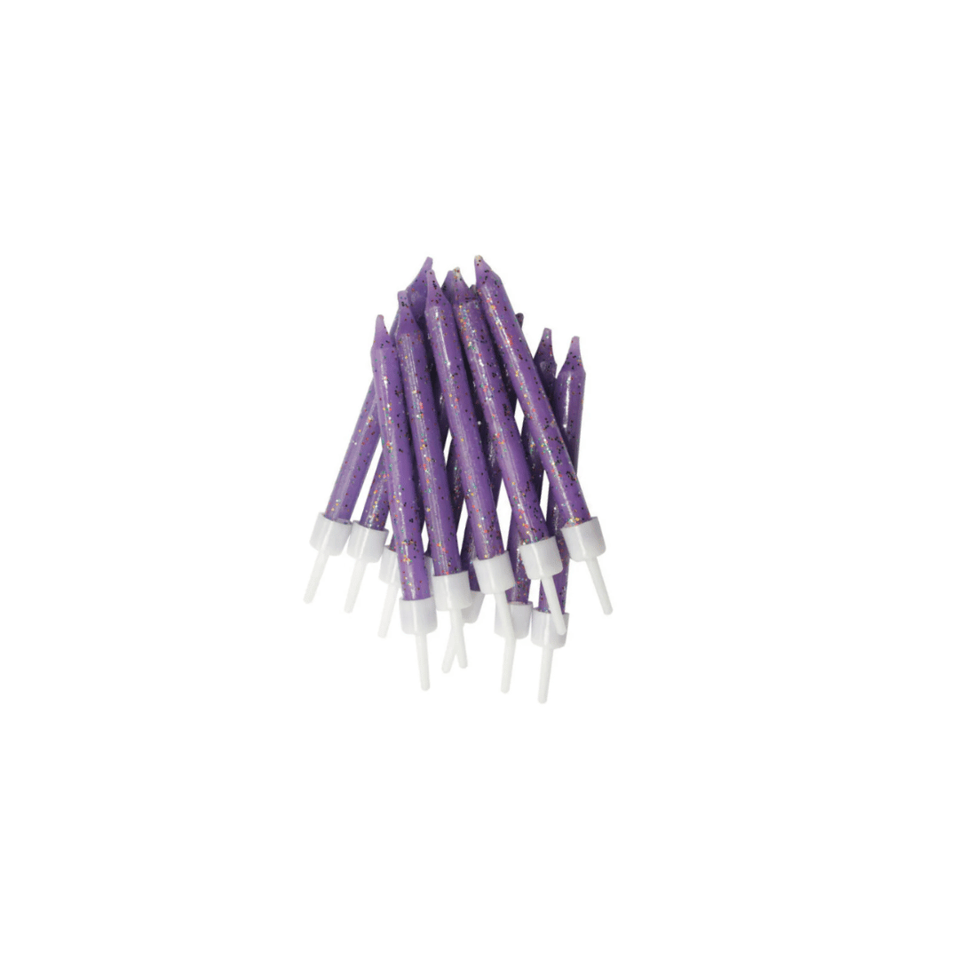 bougies violettes pailletées pour anniversaire k pop demon hunters