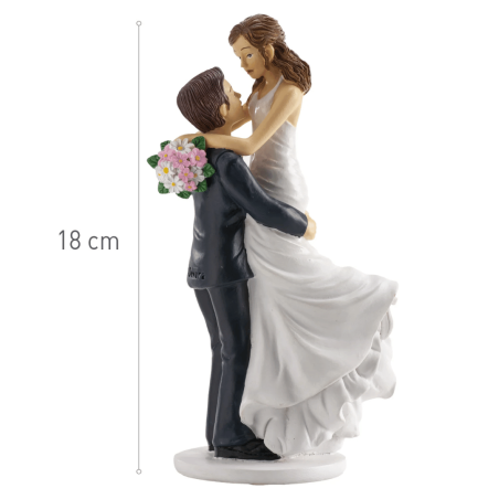 Figurine gâteau mariage mariés dans les bras 18cm