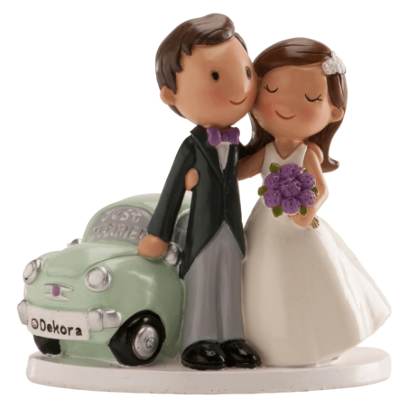 Figurine gâteau mariage voiture just married 12cm