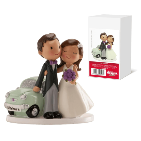 Figurine gâteau mariage voiture just married 12cm Dekora