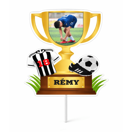 Cake-topper-trophee-football-personnalisé
