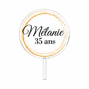 Cake topper rond personnalisable avec prénom et âge