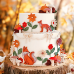decoration gateau theme animaux de la foret renards