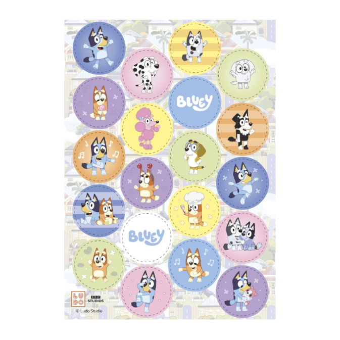 Mini disque comestible pour cupcakes et gâteau bluey