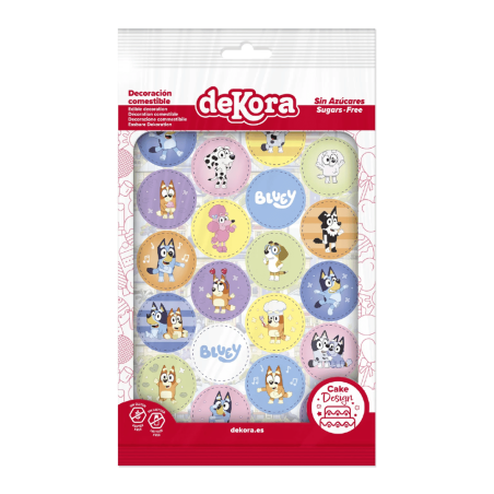 Mini disque comestible pour cupcakes et gâteau bluey Dekora
