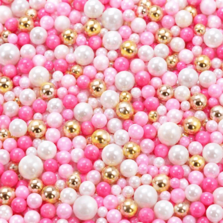 perles sucre dorées, roses et blanches azucren