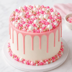 deco drip cake perles sucre roses et blanches