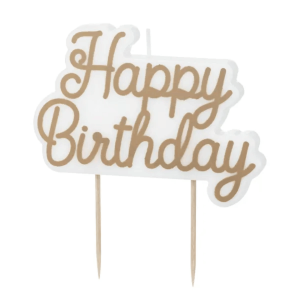 bougie happy birthday doré mat Partydeco