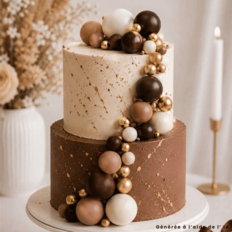 gateau au chocolat avec topper boule marron
