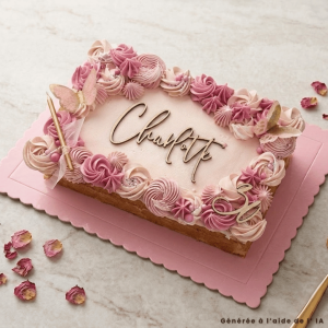 Plateau à gâteau rectangulaire rose bébé 30x25 cm