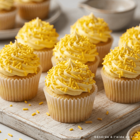 cupcakes décorés avec vermicelles en sucre jaunes jimmies de wilton