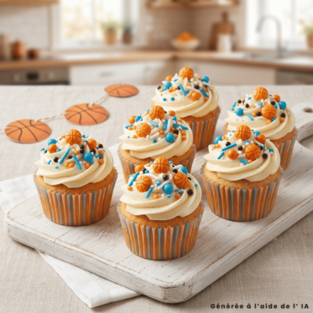 decoration comestible basketball cupcake