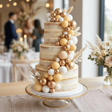 boules decoratives jaunes et or wedding cake