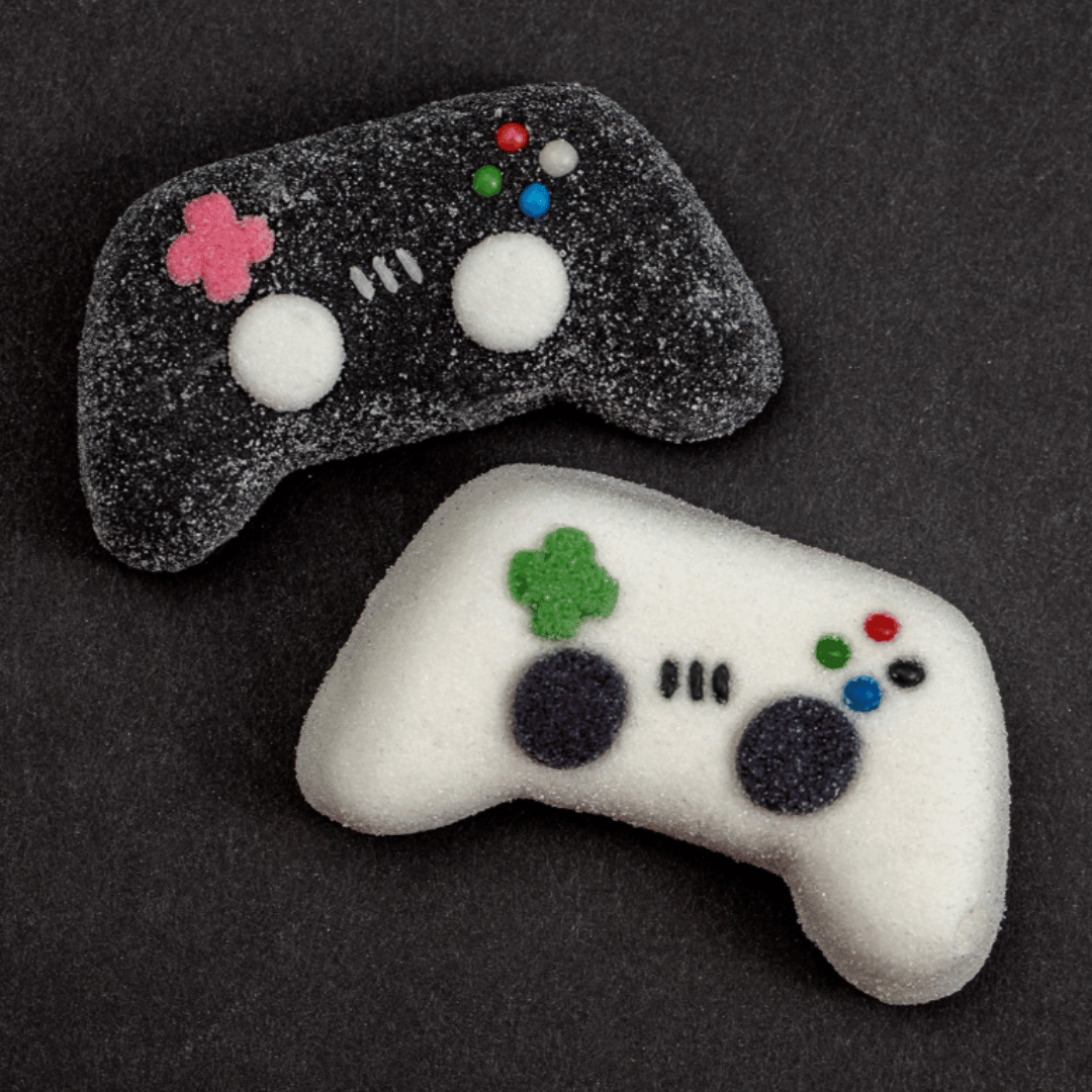chamallow en forme de manette jeu video