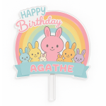 cake topper happy birthday lapin a personnaliser