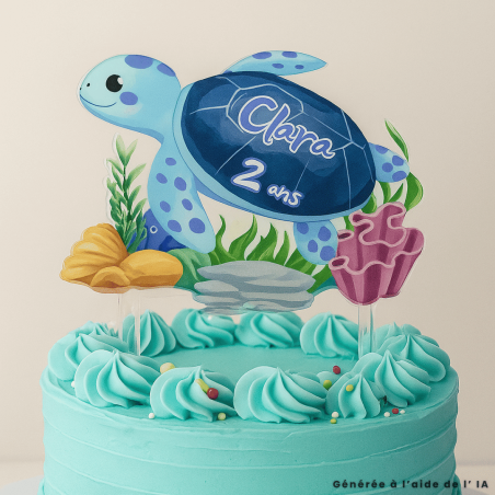 cake topper tortue personnalisable avec prenom et age