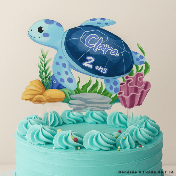 cake topper tortue personnalisable avec prenom et age