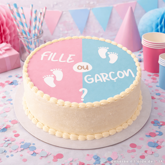 disque en sucre pour gateau gender reveal fille ou garçon