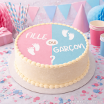 disque en sucre pour gateau gender reveal fille ou garçon