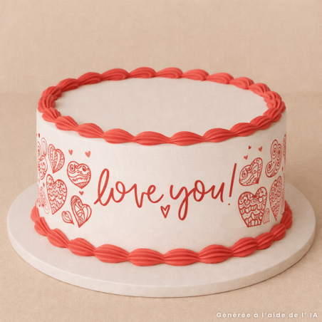 contour de gateau saint valentin love you