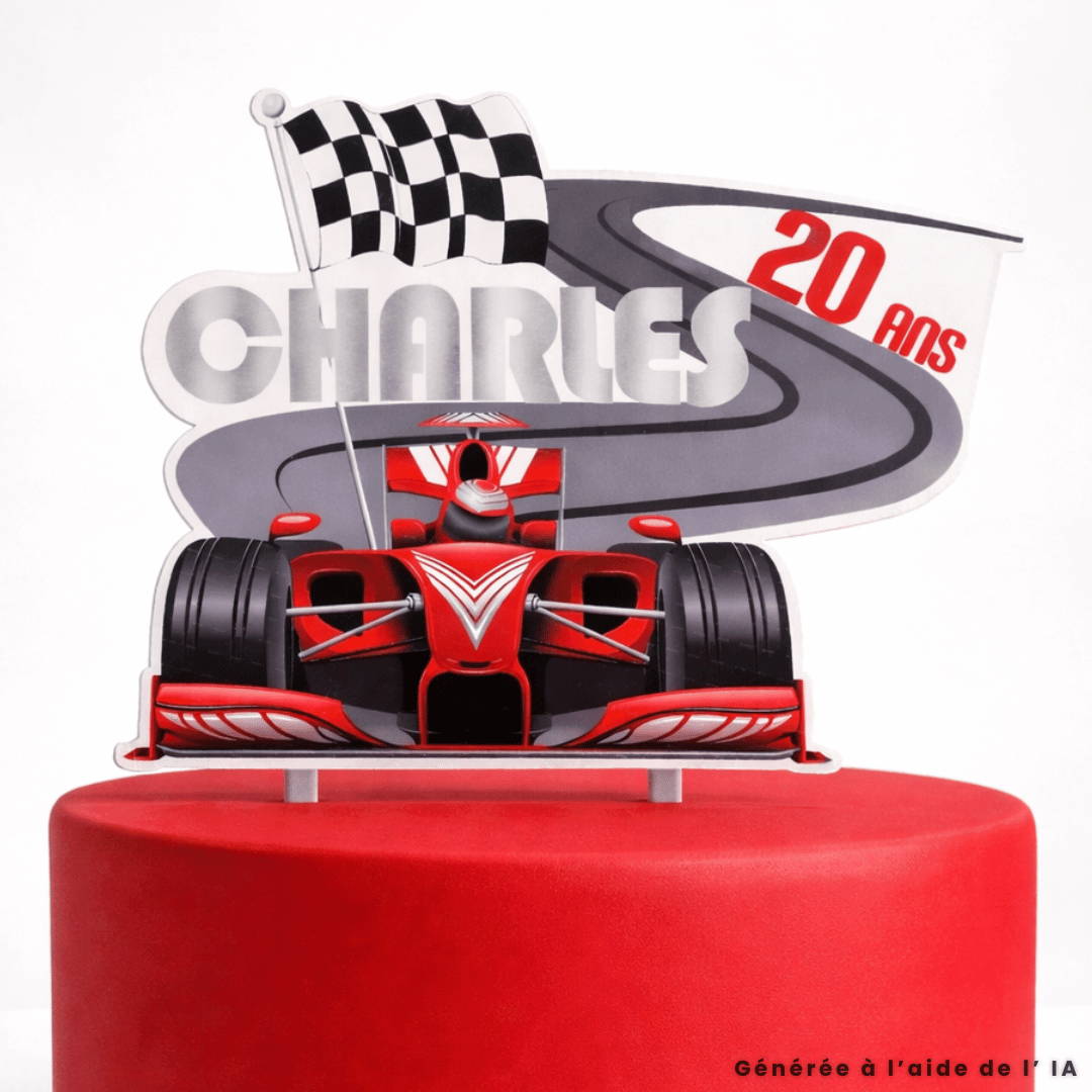 cake topper anniversaire voiture formule 1 personnalisable