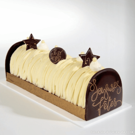 buche de noel décorée avec pastilles chocolat ho ho