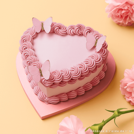 plateau à gâteau coeur rose