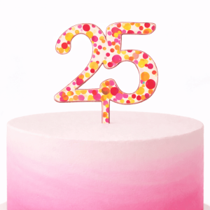 topper gateau confetti age personnalisé or rose