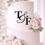 face topper mariage initiales a personnaliser noir